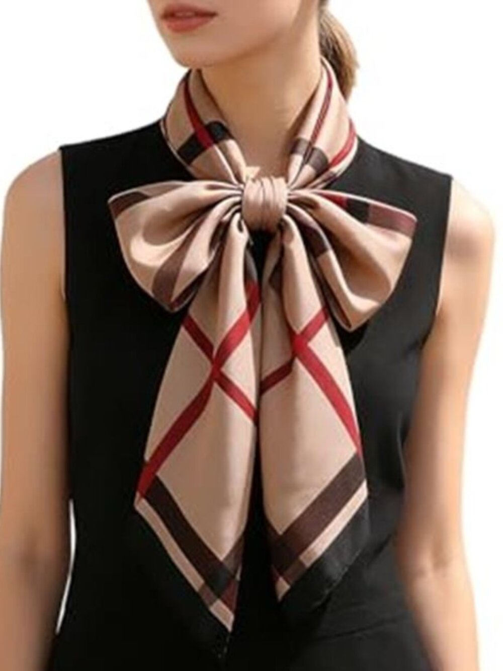 Beige Red Brown 70" Satin Scarf Long Shawl Wrap Silk Like Lightweight